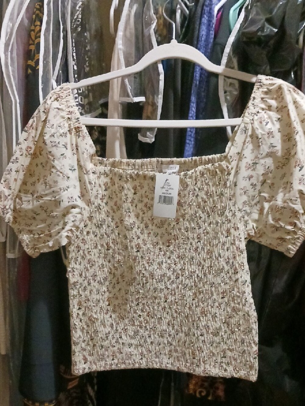 Ivory Floral Crop Top - Medium